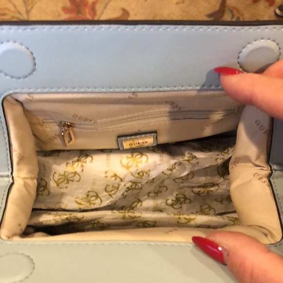 NWT Robins egg blue Guess vegan leather woven bag. - Picture 8 of 11